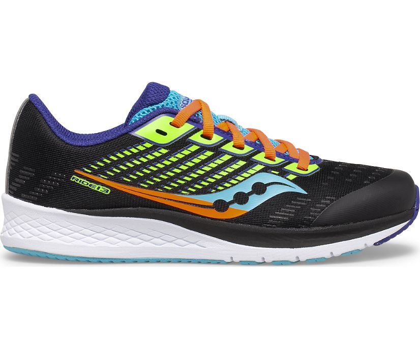 Tenis Saucony Ride 13 Niños Negros Verdes | México 762ILHS